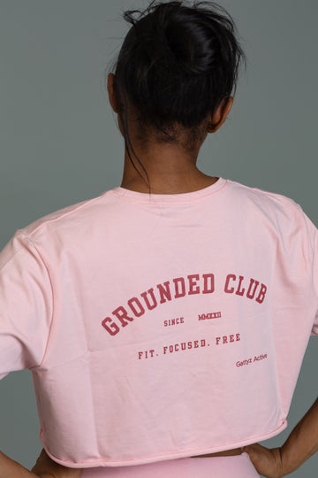 Grounded club oversized cropped tees (pastel pink)