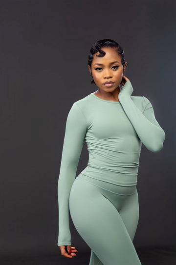 Basic long-sleeved tee (teal)