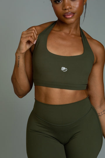 Scoop halter bralette (olive)